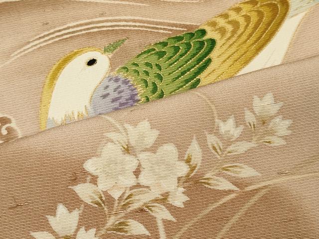 平和屋着物■訪問着　御召縮緬地　流線花鳥文　暈し染め　金彩　正絹　逸品　CABI1884oy