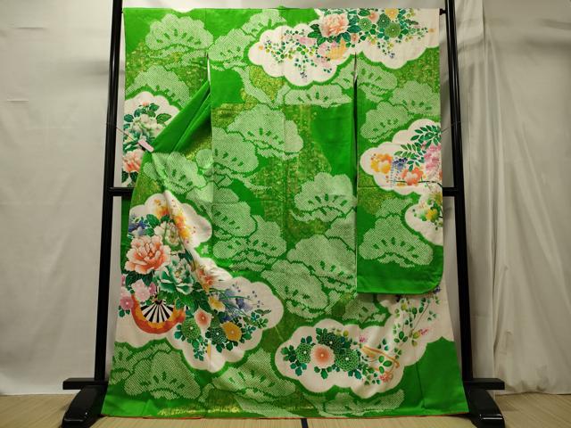 平和屋着物■豪華振袖　駒刺繍　絞り　花車文　金彩　正絹　逸品　CABI1888oy