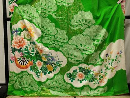 平和屋着物■豪華振袖　駒刺繍　絞り　花車文　金彩　正絹　逸品　CABI1888oy