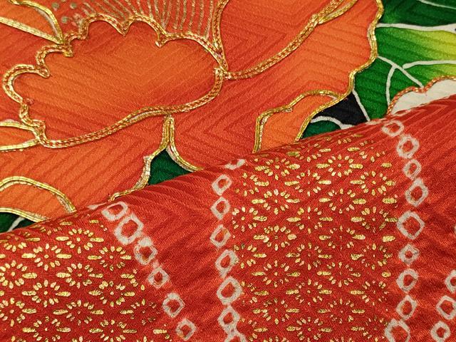 平和屋着物■豪華振袖　駒刺繍　絞り　草花文　金彩　正絹　逸品　CABI1890oy