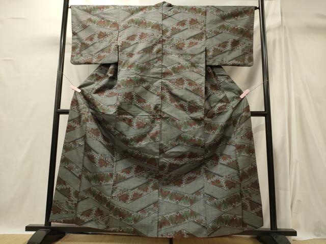 平和屋着物■上質な紬　松葉文　正絹　逸品　CABI1893oy