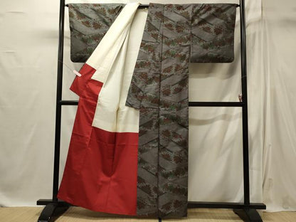 平和屋着物■上質な紬　松葉文　正絹　逸品　CABI1893oy