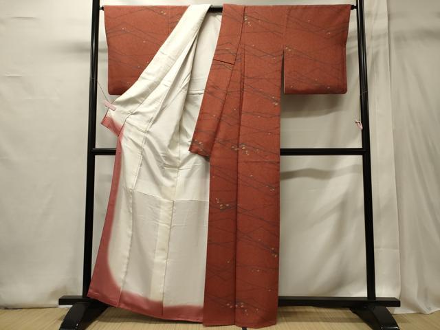 平和屋着物■上質な小紋　枝葉文　正絹　逸品　CABI1901oy