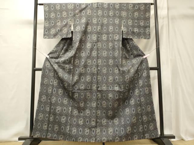 平和屋着物■上質な紬　菱花文　正絹　逸品　CABI1907oy