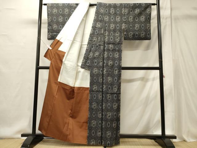 平和屋着物■上質な紬　菱花文　正絹　逸品　CABI1907oy
