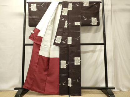 平和屋着物■上質な紬　色紙花文　正絹　逸品　CABI1908oy
