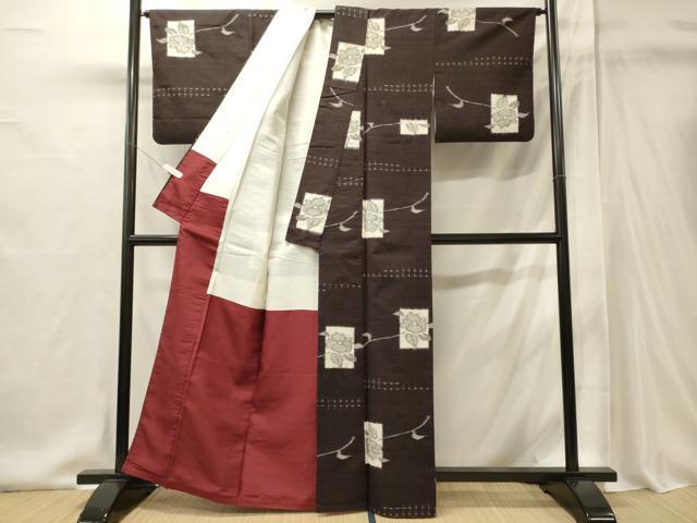 平和屋着物■上質な紬　色紙花文　正絹　逸品　CABI1908oy