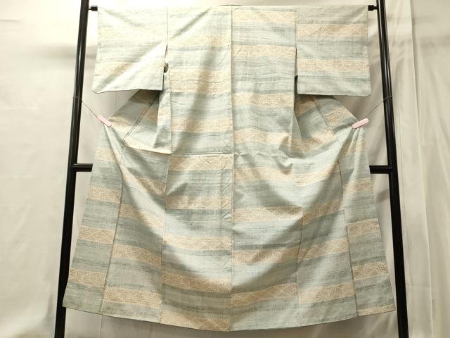 平和屋着物■上質な紬　横段文　正絹　逸品　CABI1909oy