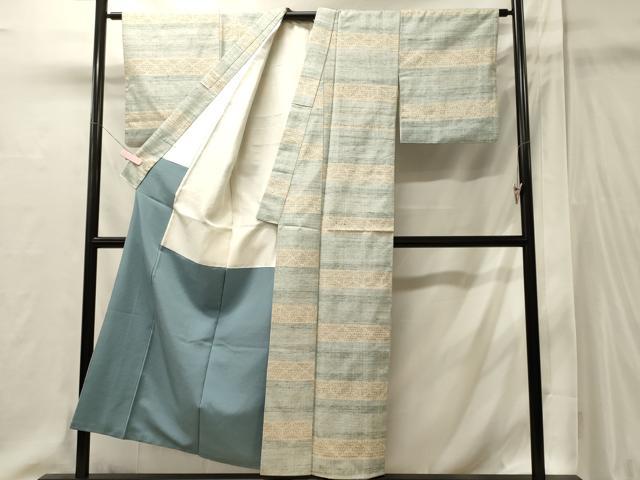 平和屋着物■上質な紬　横段文　正絹　逸品　CABI1909oy