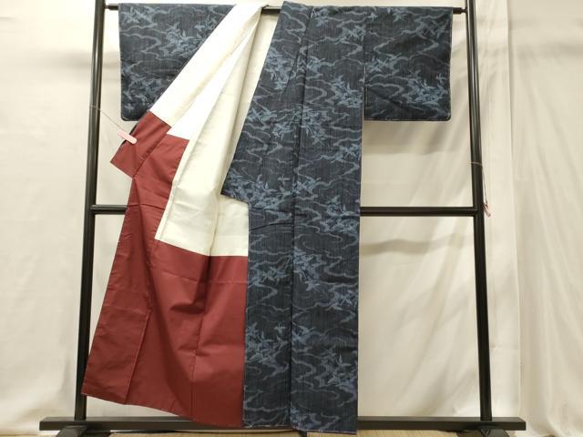 平和屋着物■上質な紬　雲取り飛鶴文　正絹　逸品　未使用　CABI1910oy