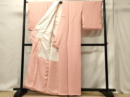 平和屋着物■上質な色無地　珊瑚色　正絹　逸品　CABI1911oy