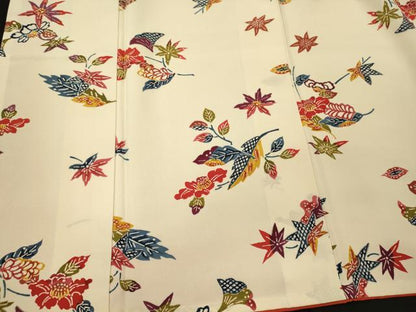 平和屋着物■小振袖　二尺袖　型染め　舞草花文　正絹　逸品　未使用　CABI1913oy
