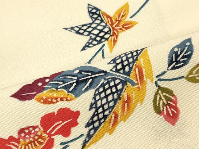 平和屋着物■小振袖　二尺袖　型染め　舞草花文　正絹　逸品　未使用　CABI1913oy