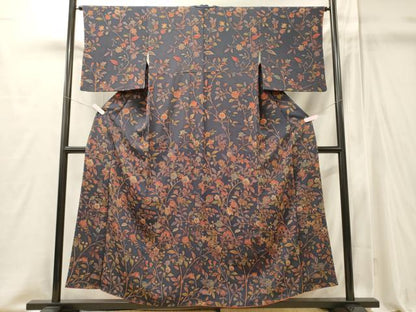 平和屋着物■上質な小紋　更紗花文　正絹　逸品　CABI1920oy
