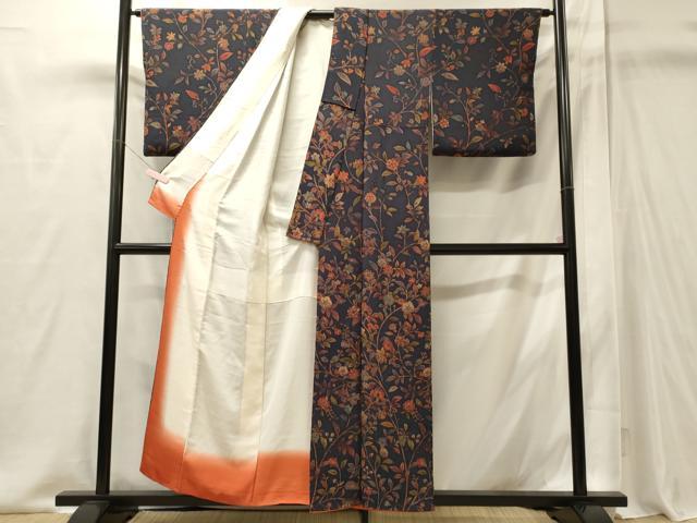 平和屋着物■上質な小紋　更紗花文　正絹　逸品　CABI1920oy
