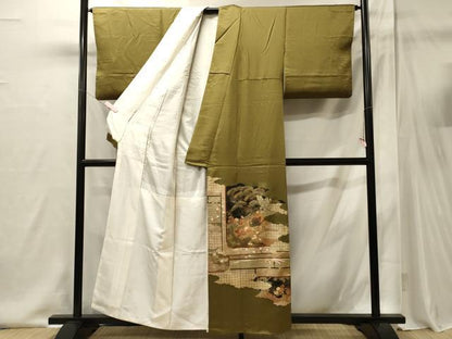 平和屋着物■豪華色留袖　作家物　孔雀花松文　金銀彩　正絹　逸品　CABI1926oy