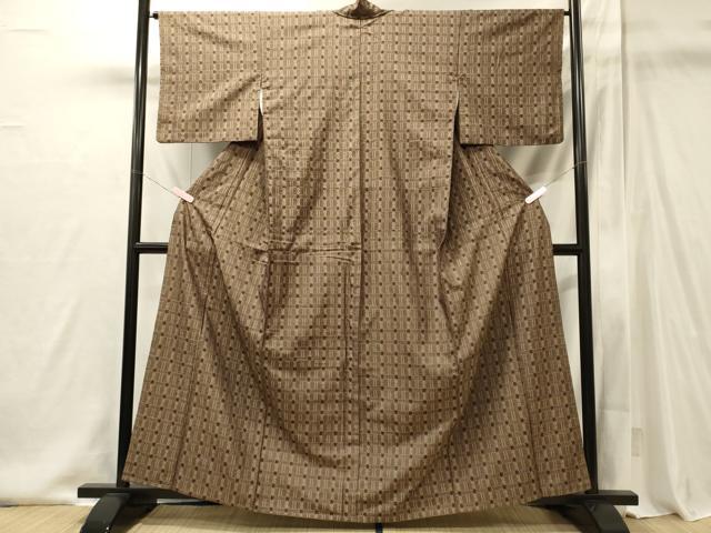 平和屋着物■上質な紬　幾何学文　正絹　逸品　CABI1929oy
