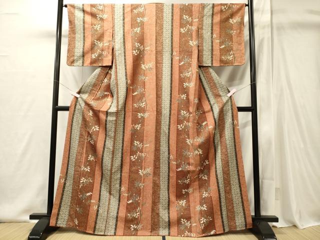 平和屋着物■上質な小紋　枝葉間道　金彩　正絹　逸品　未使用　CABI1930oy