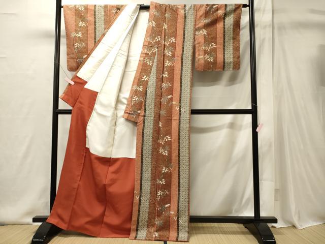 平和屋着物■上質な小紋　枝葉間道　金彩　正絹　逸品　未使用　CABI1930oy