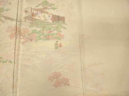 平和屋着物■豪華色留袖　寿光織　人物風景松文　金糸　正絹　逸品　CABI1937oy