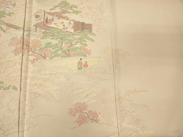平和屋着物■豪華色留袖　寿光織　人物風景松文　金糸　正絹　逸品　CABI1937oy