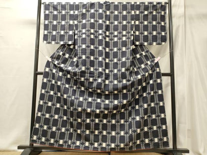 平和屋着物■上質な紬　幾何学文　正絹　逸品　未使用　CABI1939oy