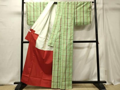 平和屋着物■上質な紬　格子柄　正絹　逸品　未使用　CABI1943oy