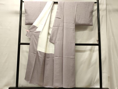 平和屋着物■上質な色無地　風景地紋　牡丹鼠色　正絹　逸品　CABI1946oy