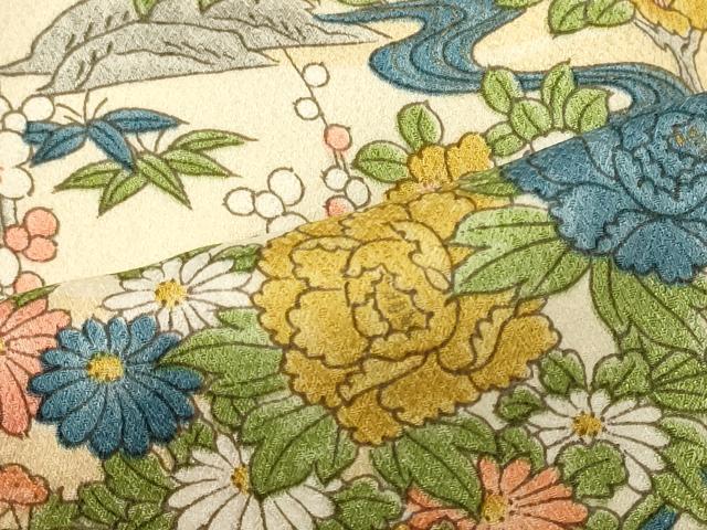 平和屋着物■上質な小紋　流水草花文　金彩　正絹　逸品　CABI1948oy