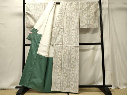 平和屋着物■上質な紬　幾何学文　正絹　逸品　未使用　CABI1954oy