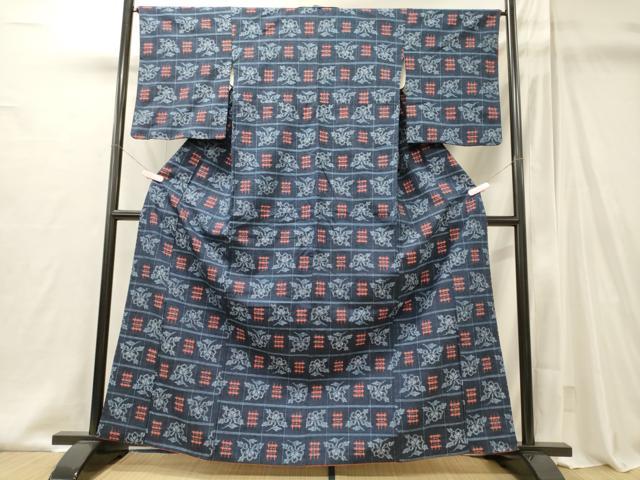 平和屋着物■上質な紬　横段花文　正絹　逸品　CABI1960oy