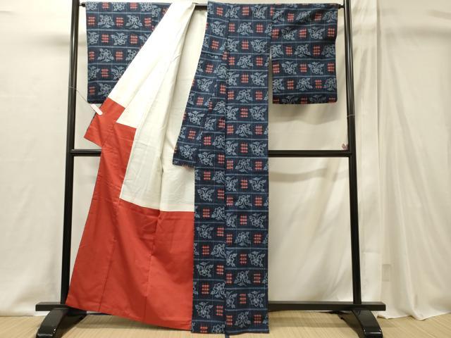 平和屋着物■上質な紬　横段花文　正絹　逸品　CABI1960oy