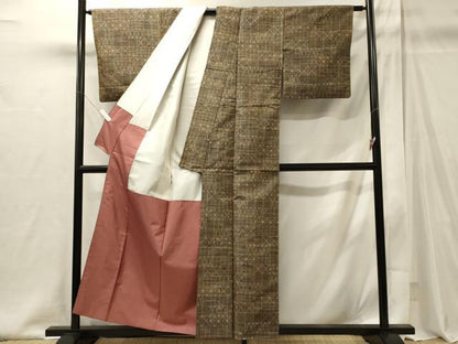 平和屋着物■上質な紬　幾何学文　正絹　逸品　CABI1961oy