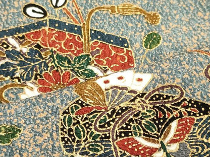 平和屋着物■上質な小紋　文箱枝花文　金彩　正絹　逸品　CABI1962oy