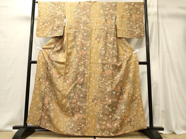 平和屋着物■上質な小紋　御所車扇面花文　正絹　逸品　CABI1964oy