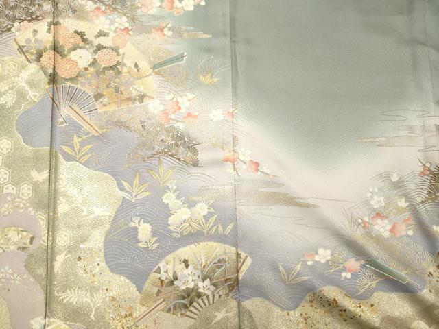平和屋着物■豪華色留袖　作家物　道場が扇面花文　暈し染め　金銀彩　正絹　逸品　CABI1965oy