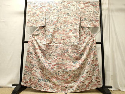 平和屋着物■上質な小紋　型染め　草花文　正絹　逸品　CABI1966oy