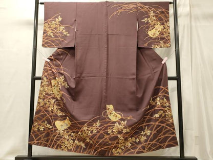 平和屋着物■訪問着　駒刺繍　草花文　正絹　逸品　未使用　CABI1967oy