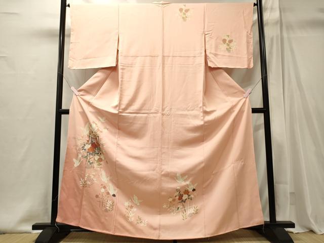 平和屋着物■訪問着　飛鶴草花文　暈し染め　金彩　正絹　逸品　未使用　CABI1968oy