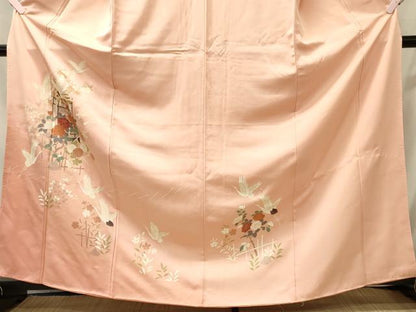 平和屋着物■訪問着　飛鶴草花文　暈し染め　金彩　正絹　逸品　未使用　CABI1968oy