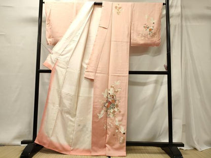 平和屋着物■訪問着　飛鶴草花文　暈し染め　金彩　正絹　逸品　未使用　CABI1968oy