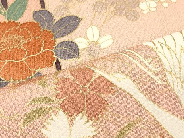 平和屋着物■訪問着　飛鶴草花文　暈し染め　金彩　正絹　逸品　未使用　CABI1968oy