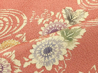 平和屋着物■上質な小紋　流水草花文　鬼しぼ縮緬　正絹　逸品　未使用　CABI1972oy