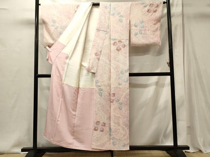 平和屋着物■上質な小紋　流線草花文　正絹　逸品　CABI1975oy