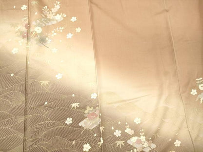 平和屋着物■訪問着　駒刺繍　花筏文　暈し染め　金彩　正絹　逸品　CABI1979oy