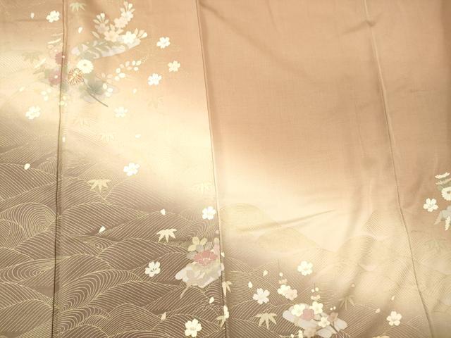平和屋着物■訪問着　駒刺繍　花筏文　暈し染め　金彩　正絹　逸品　CABI1979oy