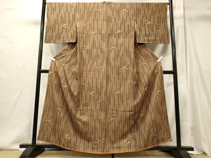 平和屋着物■上質な小紋　草花間道　正絹　逸品　CABI1983oy