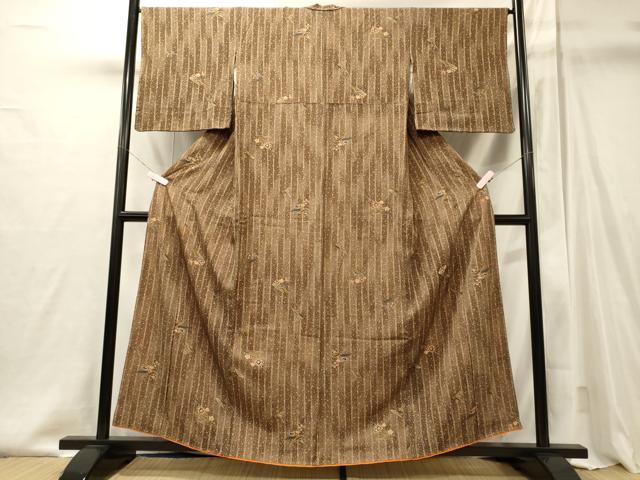 平和屋着物■上質な小紋　草花間道　正絹　逸品　CABI1983oy
