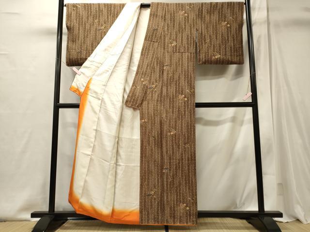 平和屋着物■上質な小紋　草花間道　正絹　逸品　CABI1983oy