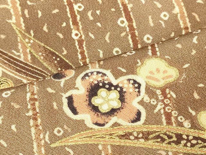 平和屋着物■上質な小紋　草花間道　正絹　逸品　CABI1983oy